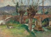 HOLLAENDER Alfonso Paesaggio Toscano Con Bambini HOLLAENDER Alfonso Paesaggio Toscano Con Bambini