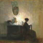 HOLSOE Carl Vilhelm Interior With The Artist's Wife Reading By The Candlelight HOLSOE Carl Vilhelm Interior With The Artist's Wife Reading By The Candlelight