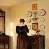 HOLSOE Carl Vilhelm Interior With The Painter's Wife In Their Home HOLSOE Carl Vilhelm Interior With The Painter's Wife In Their Home