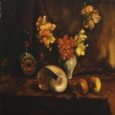 HOLSOE Niels Still Life With Conch, Fruit, Flowers And A Bottle HOLSOE Niels Still Life With Conch, Fruit, Flowers And A Bottle