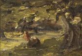 HONE NATHANIEL Cattle In Sunlight Under Trees HONE NATHANIEL Cattle In Sunlight Under Trees