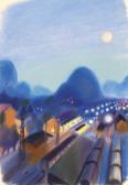 HONEDER Walter Trains And Railtracks At Night HONEDER Walter Trains And Railtracks At Night
