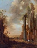 HOOCH de David Paesaggio Fantistico Di Rovine Con Viaggiatori Su Un Sentiero E Un Corso D’’’’acqua Sullo Sfondo HOOCH de David Paesaggio Fantistico Di Rovine Con Viaggiatori Su Un Sentiero E Un Corso D’’’’acqua Sullo Sfondo