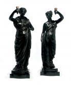 HOPPER Humphrey A Pair Of Patinated Plaster Figures Of Torch-bearing Vestals HOPPER Humphrey A Pair Of Patinated Plaster Figures Of Torch-bearing Vestals