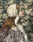 HORNEL Edward Atkinson Girl In Spring Blossoms HORNEL Edward Atkinson Girl In Spring Blossoms