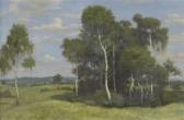 HOSSLI PHILIPP Broad Landscape With Birches In The Foreground HOSSLI PHILIPP Broad Landscape With Birches In The Foreground