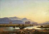 HOTTENROTH Edmond Landscape On The Campagna With Water Buffalo HOTTENROTH Edmond Landscape On The Campagna With Water Buffalo
