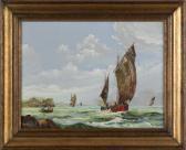 HOUCK R. Seascape With Sailboats HOUCK R. Seascape With Sailboats