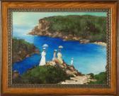 HOWARD Richard E. Women Standing Near A Cliff Overlooking A Bay HOWARD Richard E. Women Standing Near A Cliff Overlooking A Bay