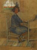 HUBBARD Mary Wilson A Young Girl At Her Desk HUBBARD Mary Wilson A Young Girl At Her Desk