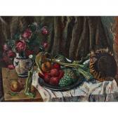 HUBER Hermann Stillleben Mit Rosen, Sonnenblume Und Früchten HUBER Hermann Stillleben Mit Rosen, Sonnenblume Und Früchten
