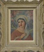 HUMBERT-VIGNOT Leonie Portrait De La Sainte Vierge Dans Un Paysage HUMBERT-VIGNOT Leonie Portrait De La Sainte Vierge Dans Un Paysage