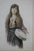 HUNT Arthur Ackland Study Of A Continental Peasant Girl With Tambourine HUNT Arthur Ackland Study Of A Continental Peasant Girl With Tambourine