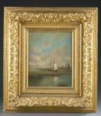 HUNT Charles Day Sailboat In A Marsh HUNT Charles Day Sailboat In A Marsh