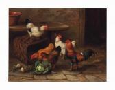 HUNT Edgar A Cockerel And Hens HUNT Edgar A Cockerel And Hens