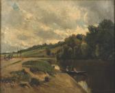 IMER Édouard Auguste Paysage De Rivière Animé IMER Édouard Auguste Paysage De Rivière Animé