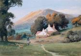 INGRAM Leslie Girl With Sheep In A Mountainous Landscape INGRAM Leslie Girl With Sheep In A Mountainous Landscape