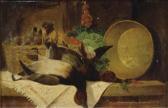INGRAM William Ayerst Still Life With Ducks, A Basket Of Fruit And A Pot On A Ledge INGRAM William Ayerst Still Life With Ducks, A Basket Of Fruit And A Pot On A Ledge
