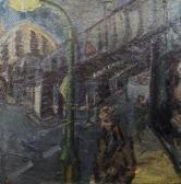 INMAN Stuart Figures By A Railway Bridge At Night INMAN Stuart Figures By A Railway Bridge At Night