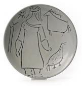 INNOCENTI Jacques Plat Circulaire En Faïence Sur Talon INNOCENTI Jacques Plat Circulaire En Faïence Sur Talon