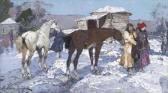 ISSUPOFF Alessio Rural Winter Landscape With Horses And Russian Peasants ISSUPOFF Alessio Rural Winter Landscape With Horses And Russian Peasants