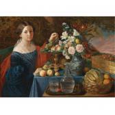 IVAN FOMICH KHRUTSKY Portrait Of A Young Lady With Flowers And Fruit IVAN FOMICH KHRUTSKY Portrait Of A Young Lady With Flowers And Fruit