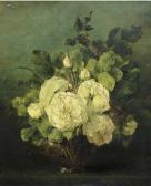JACOB S' Adrienne Jacqueline White Roses In A Glass Vase JACOB S' Adrienne Jacqueline White Roses In A Glass Vase