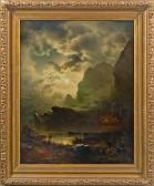 JACOBSEN Sophus Norwegische Mondscheinlandschaft Mit Fischern Am Lagerfeuer JACOBSEN Sophus Norwegische Mondscheinlandschaft Mit Fischern Am Lagerfeuer
