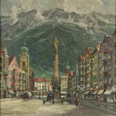 JACOBSHAGEN-BINDER Betty Blick Auf Die Maria-theresia-straße Mit Mariensäule Zu Innsbruck JACOBSHAGEN-BINDER Betty Blick Auf Die Maria-theresia-straße Mit Mariensäule Zu Innsbruck