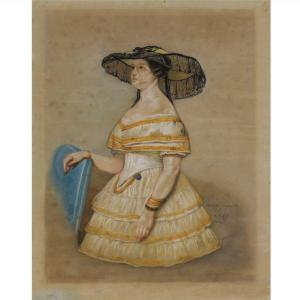 Claude Jacquand - An Elegant Lady In A Hat