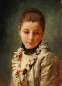 JACQUET Gustave Jean Femme À La Robe Satin JACQUET Gustave Jean Femme À La Robe Satin