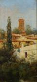 JARDINEZ M. A View Of An Italian Village From A River JARDINEZ M. A View Of An Italian Village From A River
