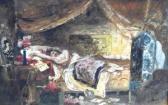 JAVOR Pal Sketch Of A Recumbent Figure In A Garret JAVOR Pal Sketch Of A Recumbent Figure In A Garret
