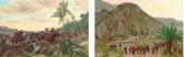 JAZET Paul Léon French Cavalry And Austrian Volunteers Skirmishing In Mexico; Mexican Prisoners At A French Outpost, Mexico JAZET Paul Léon French Cavalry And Austrian Volunteers Skirmishing In Mexico; Mexican Prisoners At A French Outpost, Mexico