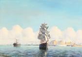 JENSEN Arup A Sailing Ship And A Steamer In Copenhagen Harbour JENSEN Arup A Sailing Ship And A Steamer In Copenhagen Harbour