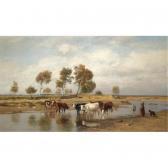 JETTEL Eugen Kühe An Der Tränke (cows At The Watering Place) JETTEL Eugen Kühe An Der Tränke (cows At The Watering Place)