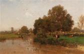 JETTEL Eugen River Landscape With Cows Resting JETTEL Eugen River Landscape With Cows Resting