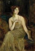 Joanovitch Paul Portrait Of A Lady Ina Golden Yellow Evening Gown Joanovitch Paul Portrait Of A Lady Ina Golden Yellow Evening Gown