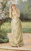 JOHNSON Edward Killingworth Lady In A Garden By A Blossoming Tree JOHNSON Edward Killingworth Lady In A Garden By A Blossoming Tree