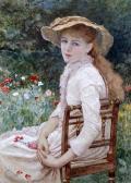 JOHNSON Edward Killingworth Young Lady Seated In A Garden JOHNSON Edward Killingworth Young Lady Seated In A Garden