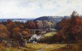 JOHNSTONE George Whitton A Wooded River Landscape With Distant Stone Bridge JOHNSTONE George Whitton A Wooded River Landscape With Distant Stone Bridge