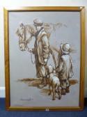 JONES Leighton Sketch Of A Boy Holding A Horse By A Lead Rein JONES Leighton Sketch Of A Boy Holding A Horse By A Lead Rein