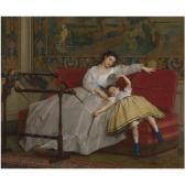 JONGHE de Gustave Leonhard Mother With Her Young Daughter JONGHE de Gustave Leonhard Mother With Her Young Daughter