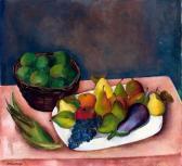 JONGMAN Roelf Stilleven Met Fruit Op Witte Schaal En Mand Met Appels JONGMAN Roelf Stilleven Met Fruit Op Witte Schaal En Mand Met Appels
