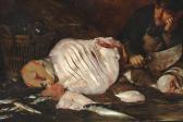 JOORS Eugeen A Fishmonger With Halibut, Salmon, Herring, Cod, Mackerel And A Basket Of Mussels JOORS Eugeen A Fishmonger With Halibut, Salmon, Herring, Cod, Mackerel And A Basket Of Mussels