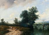 JOSEPHUS MADLENER Antonius Weids Boomrijk Landschap, Op De Voorgrond Een Boer Met Ossekar JOSEPHUS MADLENER Antonius Weids Boomrijk Landschap, Op De Voorgrond Een Boer Met Ossekar