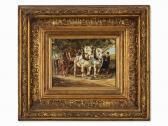 JUNGHANNS Julius Paul Horse Carriage With Peasant JUNGHANNS Julius Paul Horse Carriage With Peasant