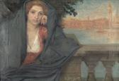 JUNYENT Sebastián Joven Pensativa Con Una Vista De Venecia Al Fondo JUNYENT Sebastián Joven Pensativa Con Una Vista De Venecia Al Fondo