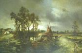 KÖSTER Paul Holländische Abendlandschaft Mit Ausfahrenden Kahnfischern KÖSTER Paul Holländische Abendlandschaft Mit Ausfahrenden Kahnfischern