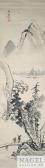KAISEKI NORO Malerei Einer Ortschaft An Einem See In Einer Bergigen Landschaft KAISEKI NORO Malerei Einer Ortschaft An Einem See In Einer Bergigen Landschaft